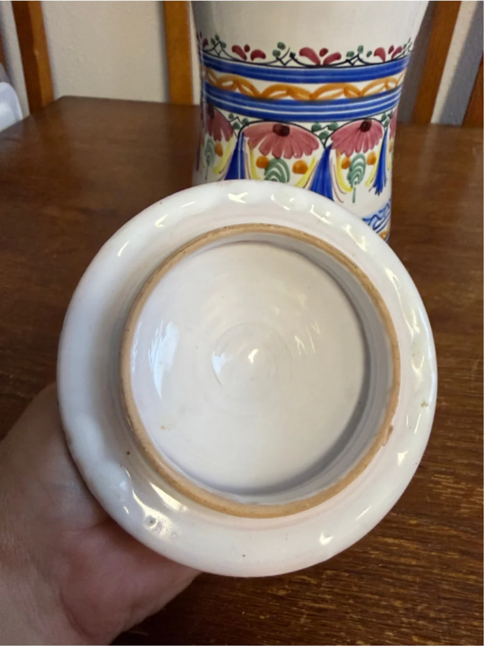 Vintage A.H. Puente Hand Painted Spanish Pottery Lidded Apothecary Jar Canister